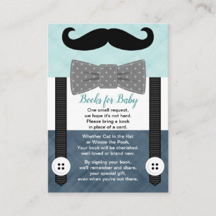 boy little man moustache mint navy book request enclosure card