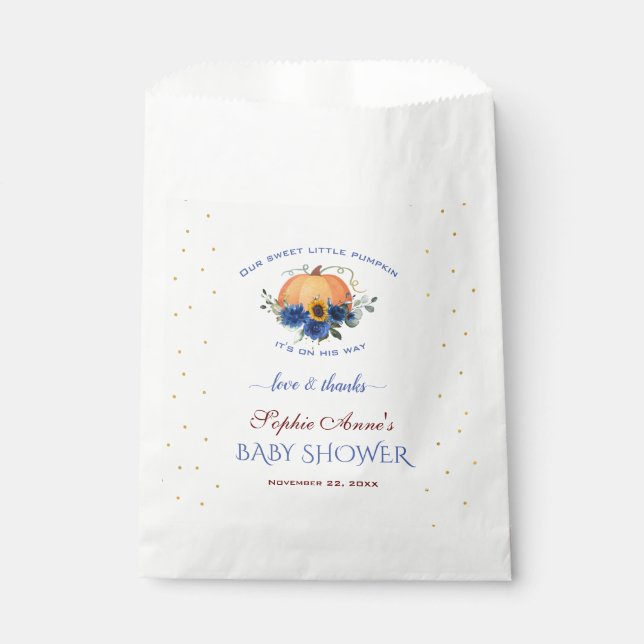  Boy Little Pumpkin Thanksgiving Baby Shower  Favour Bag (Front)