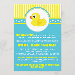Boy Little Rubber Ducky Baby Shower Invitation