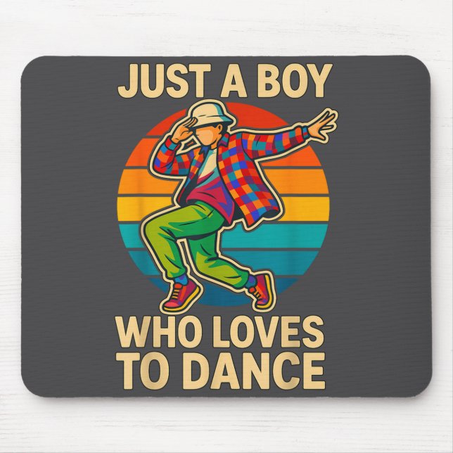 Boy Loves Dance Dancing Illustration Mouse Pad (Front)