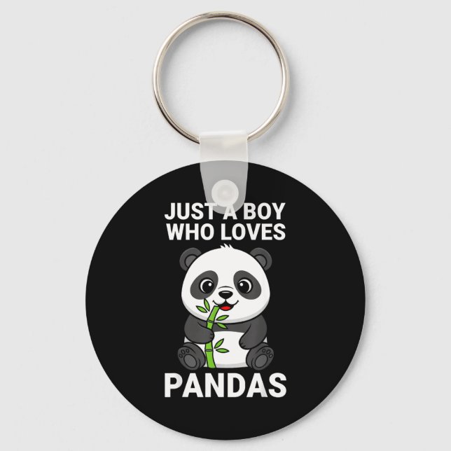 Boy Loves Pandas Keychain (Front)