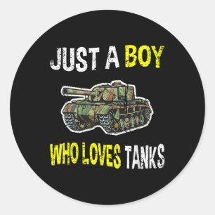 Boy Loves Tanks Shirt Ww2 Memorabilia World War Ii Classic Round Sticker