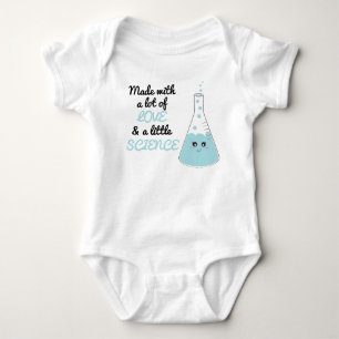 Boy Made With Love And Science Beaker Cute Blue Baby Bodysuit