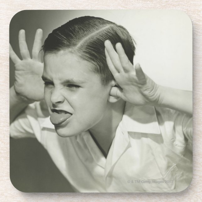 Boy Making Face Coaster (Front)