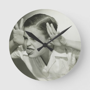 Boy Making Face Round Clock