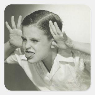 Boy Making Face Square Sticker