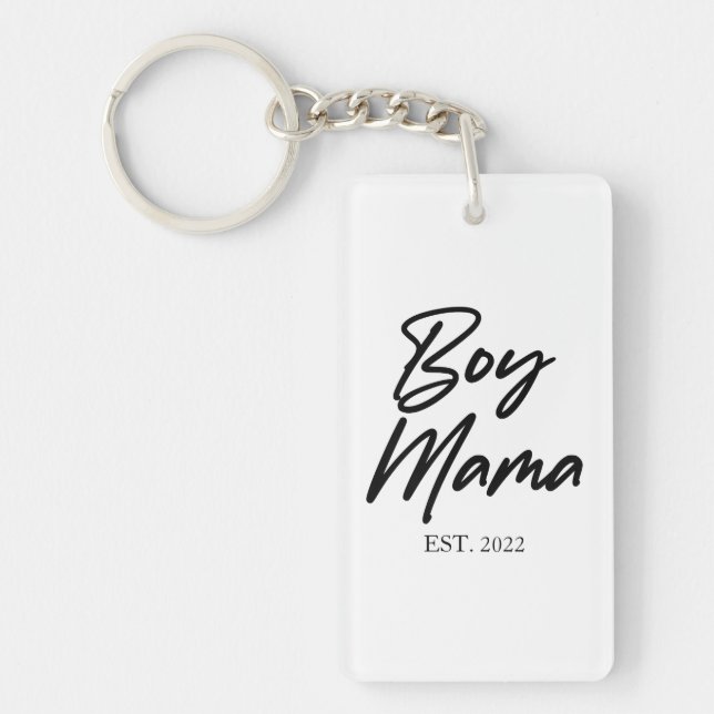 Boy Mama Custom Est. Year Minimal Mom Mother Mommy Keychain (Front)