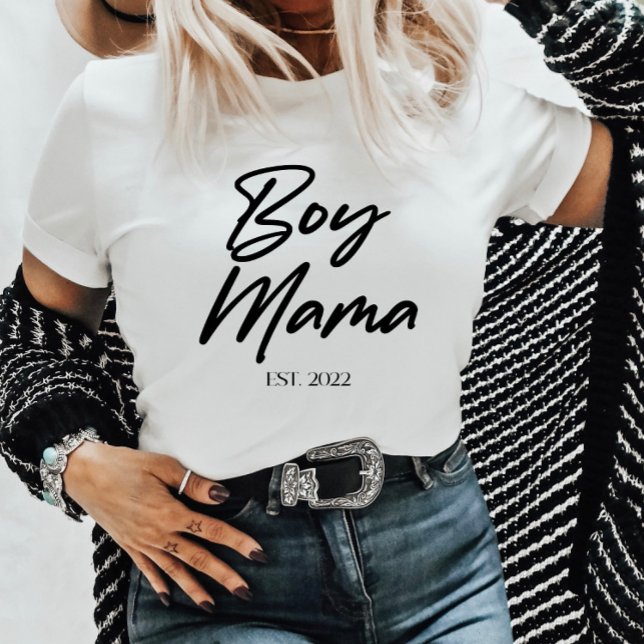 Boy Mama Custom Est. Year Minimal Mom Mother Mommy T-Shirt (Creator Uploaded)