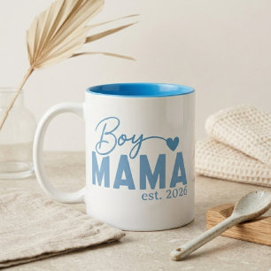 Boy Mama Heart Est Year Minimal Motherhood Phrase Two-Tone Coffee Mug