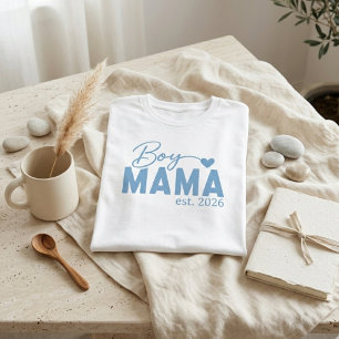 Boy Mama Heart Est Year Modern Motherhood Phrase T-Shirt
