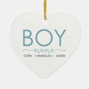 Boy Mama Personalized With Names Ceramic Ornament