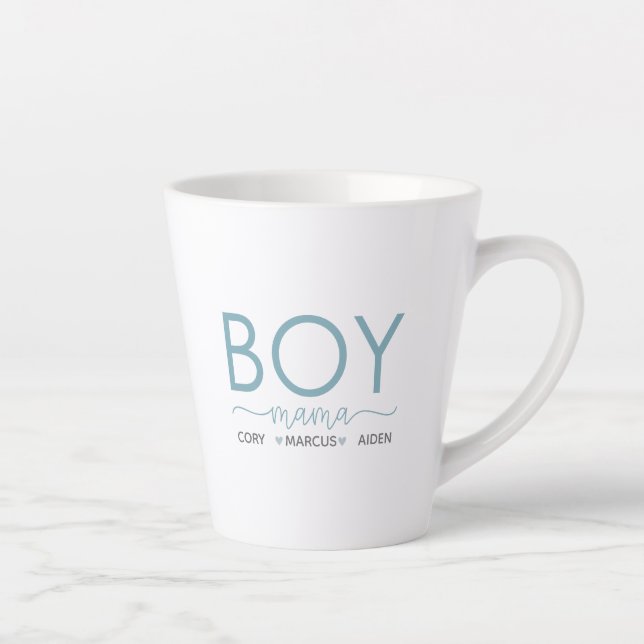 Boy Mama Personalized With Names Latte Mug (Right)