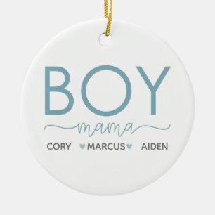 Boy Mama Personalized With Son's Names Ceramic Ornament
