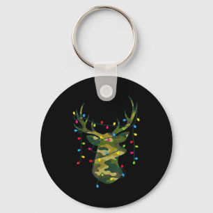 Boy Men Camo Deer Hunting Christmas Light Pajama P Keychain