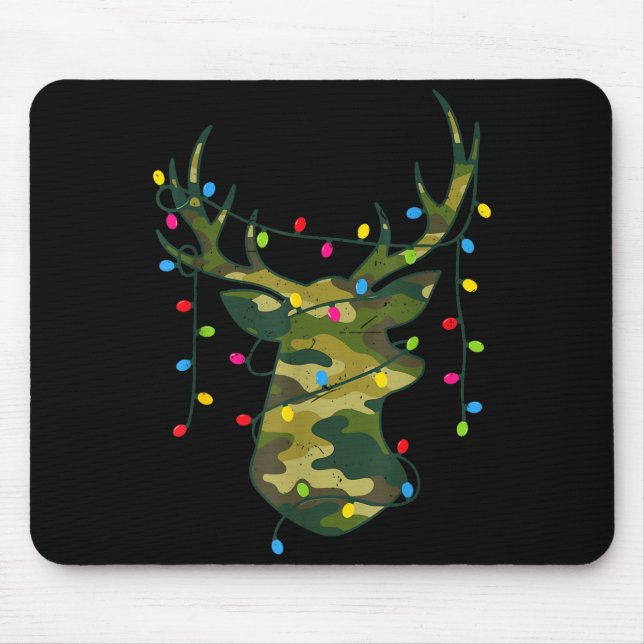 Boy Men Camo Deer Hunting Christmas Light Pajama P Mouse Pad (Front)
