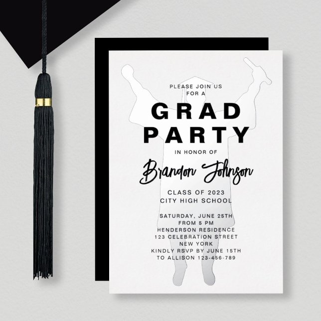 Boy Modern Black Silver Graduation Party (Creator Uploaded)