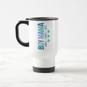 Boy Mom Tumbler With Handle Custom Kids Names Gift Travel Mug