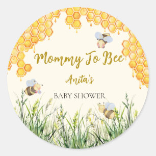 Boy Mommy to Bee Cute Bumblebee Floral Baby Shower Classic Round Sticker