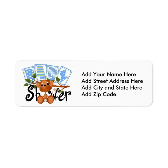 Boy Monkey Baby Shower Return Address Labels