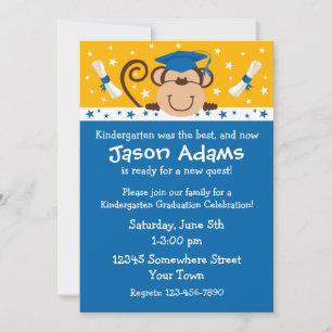 Boy Monkey Graduation Invitation