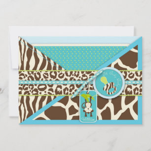 Boy Monkey Jungle Safari Baby Shower Invitation