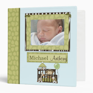 Boy MONKEY Jungle Safari Crib 1.5in Baby Album Binder