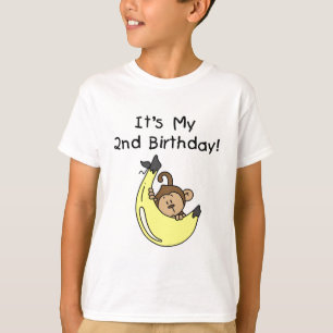 Boy Monkey on Banana 2nd Birthday T-Shirt