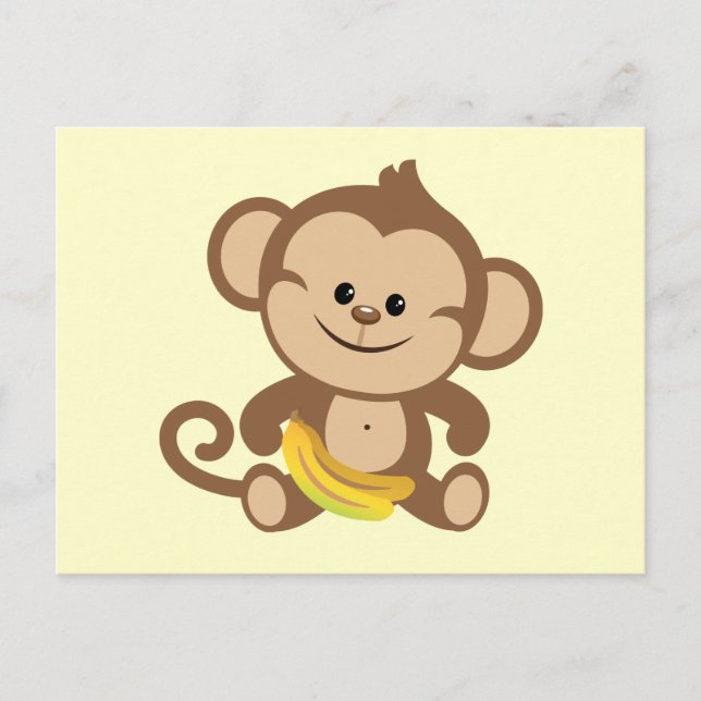 Boy Monkey With Banana Postcard (Front)