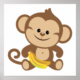 Boy Monkey With Banana Poster