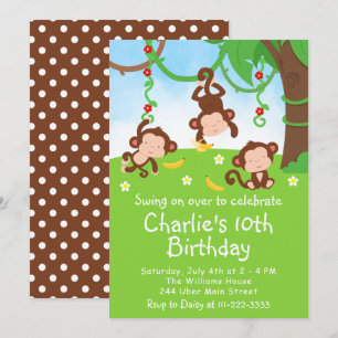 Boy Monkeys Invitation à la fête d'anniversaire