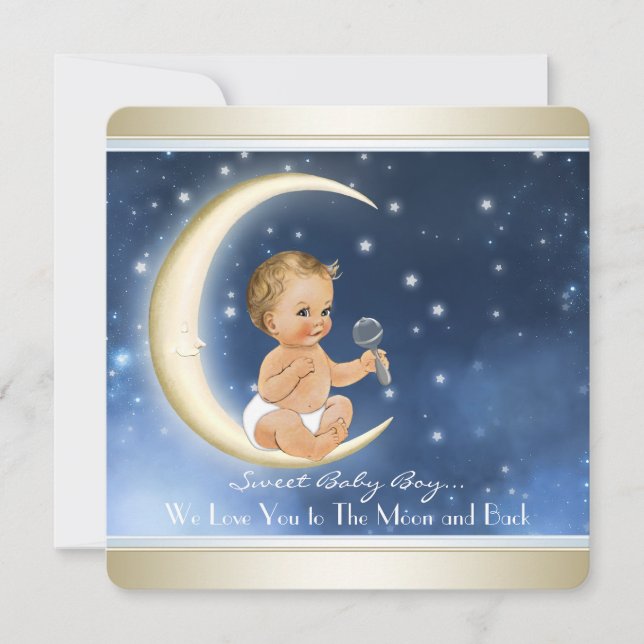 Boy Moon and Back Baby Shower Invitation (Front)