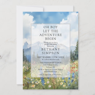 Boy Mountain Adventure All In One Baby Shower Invitation