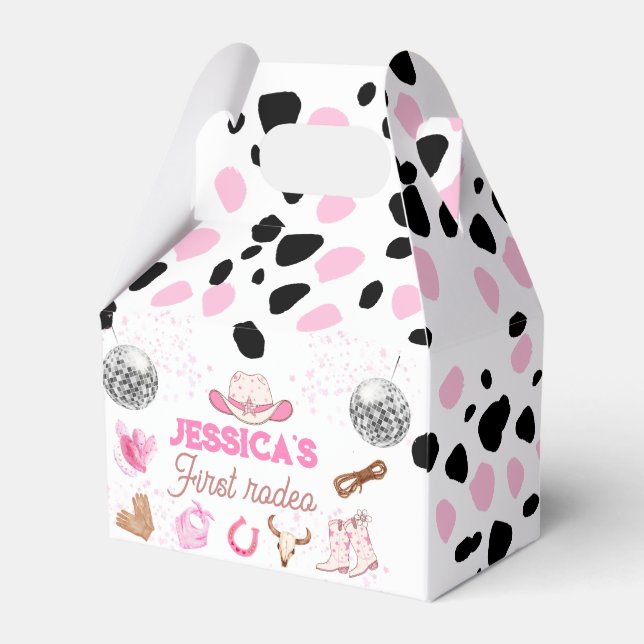 Boy My First Rodeo Cowboy 1st Birthday Favor Box (Back Side)