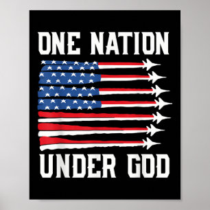 Boy Nation Under God 4th July American Flag Fighte Poster
