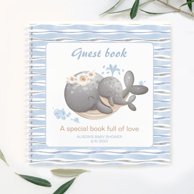 Boy Nautical Whale Baby shower Livre d'invité (Créateur téléchargé)