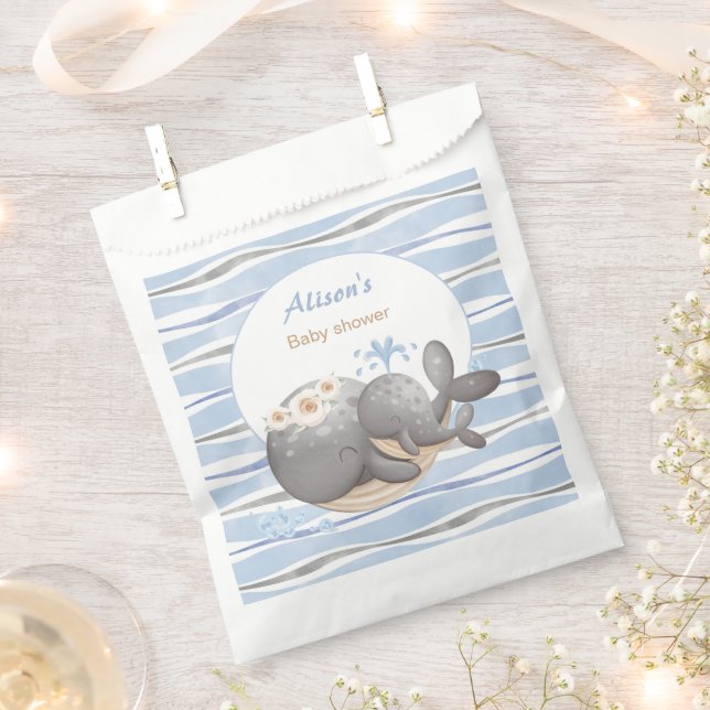 Boy Nautical Whale Blue Summer Boy Baby Shower Favour Bag (Clipped)