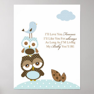 Boy nursery bedroom art I will love you forever Poster