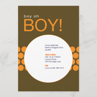 Boy Oh Boy Baby Shower Invite_Brown/Orange Invitation