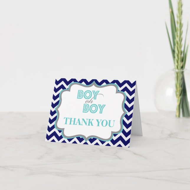Boy Oh Boy Baby Shower Thank You Card (Front)
