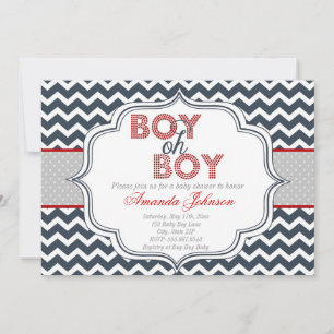 Boy Oh Boy Chic Chevron Baby Shower Invitation