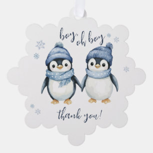 boy oh boy winter baby shower ornament card