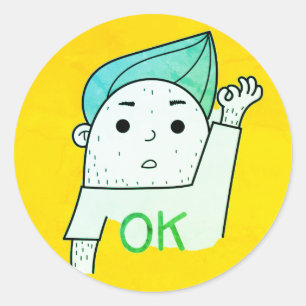 Boy, Ok, Gesture Classic Round Sticker
