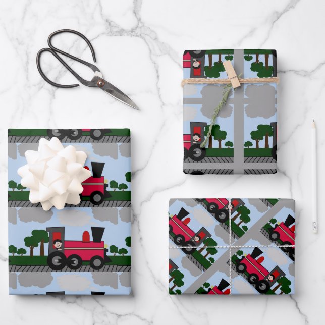 Boy on a Train Any Occasions Wrapping Paper (Front)
