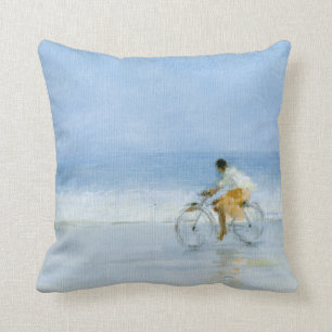 Boy on Bicycle 2 Throw Pillow