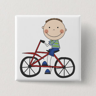 Boy on Bicycle Tshirts and Gifts 2 Inch Square Button