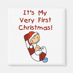 Boy on Candy Cane 1st Christmas Magnet