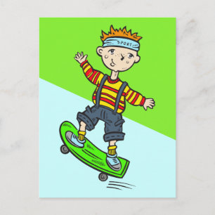 Boy On Skateboard Postcard