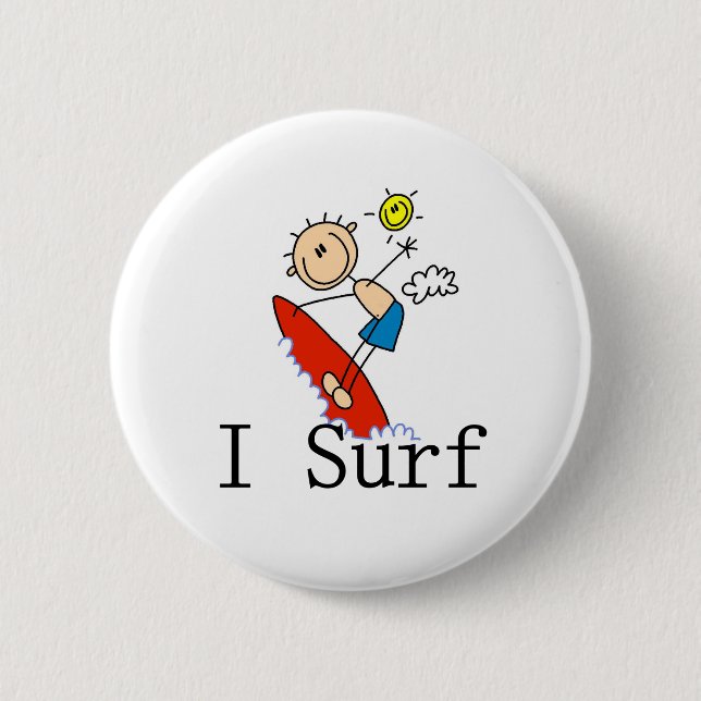 Boy on Surfboard  2 Inch Round Button (Front)
