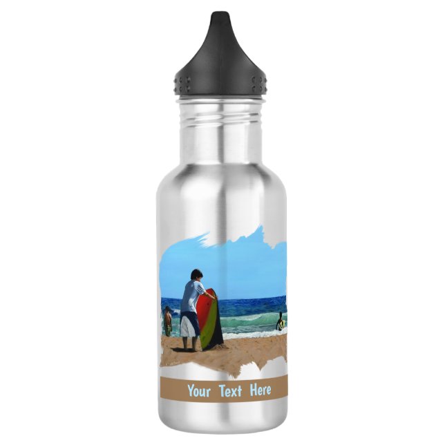 Boy on the Beach Stainless Steel Water Bottle (Left)