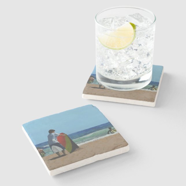 Boy on the Beach Stone Coaster (Side)